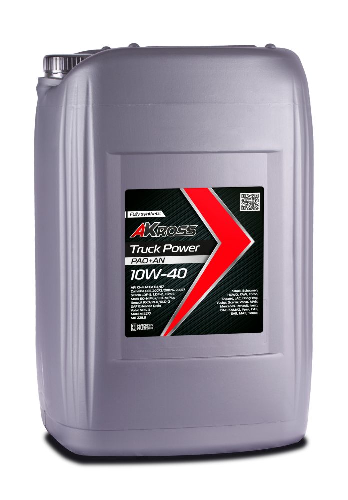 Масло моторное синтетическое AKross Truck Power SAE 10W-40 API CI-4 ACEA E4/E7 20 л (дизель)