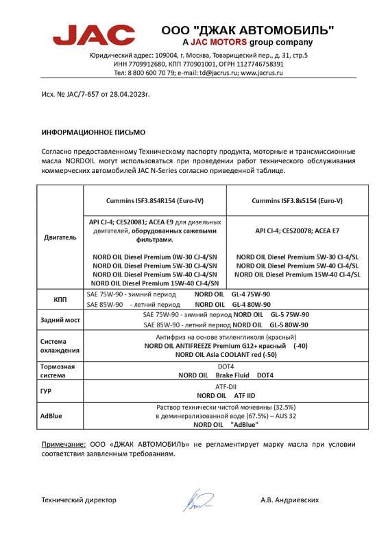Сертификат на использование масла