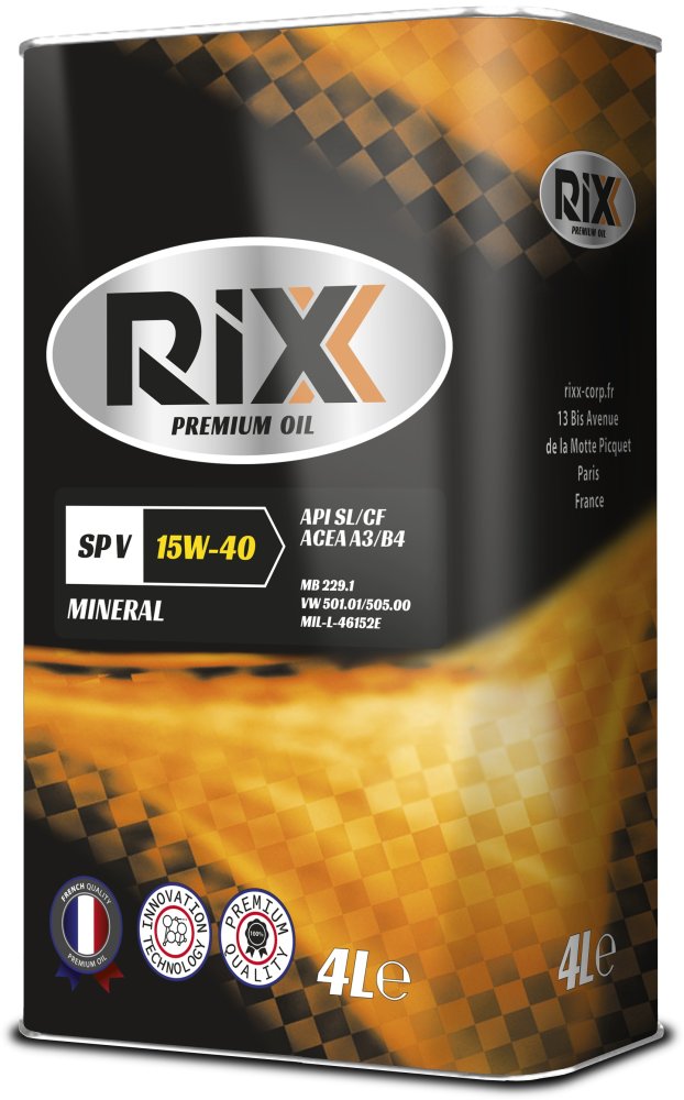 Масло моторное минеральное RIXX SP V 15W-40 API SL/CF ACEA A3/B4 -4 л