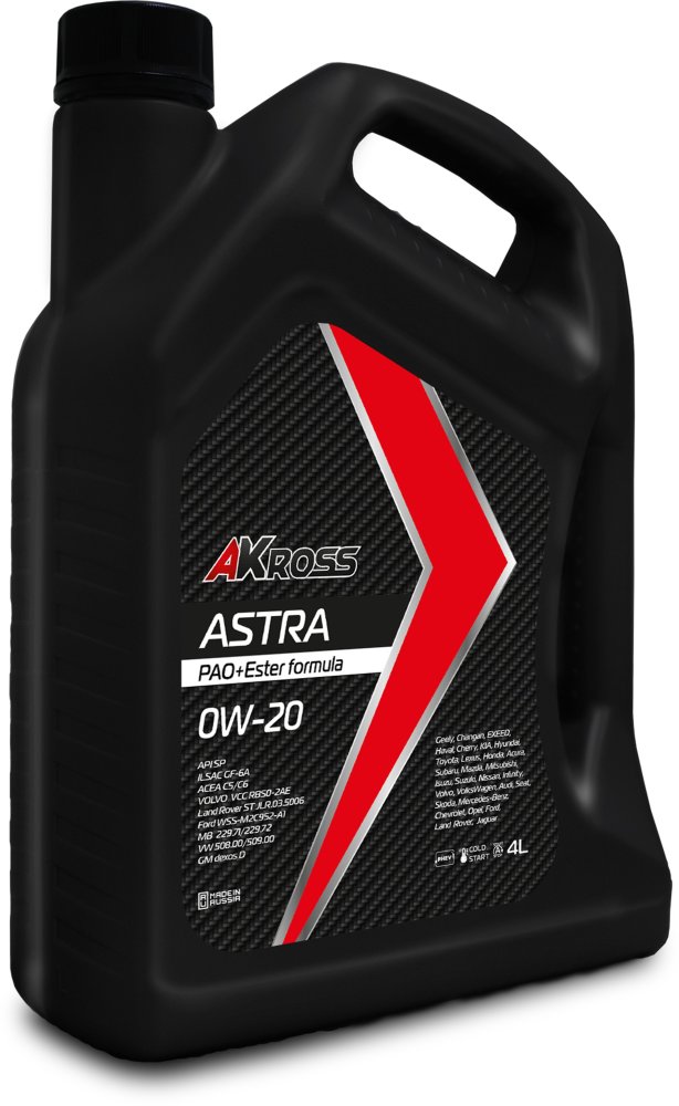 Синтетическое моторное масло AKross Astra 0W-20 SP GF-6A C5/C6 PAO+Ester formula 4 л