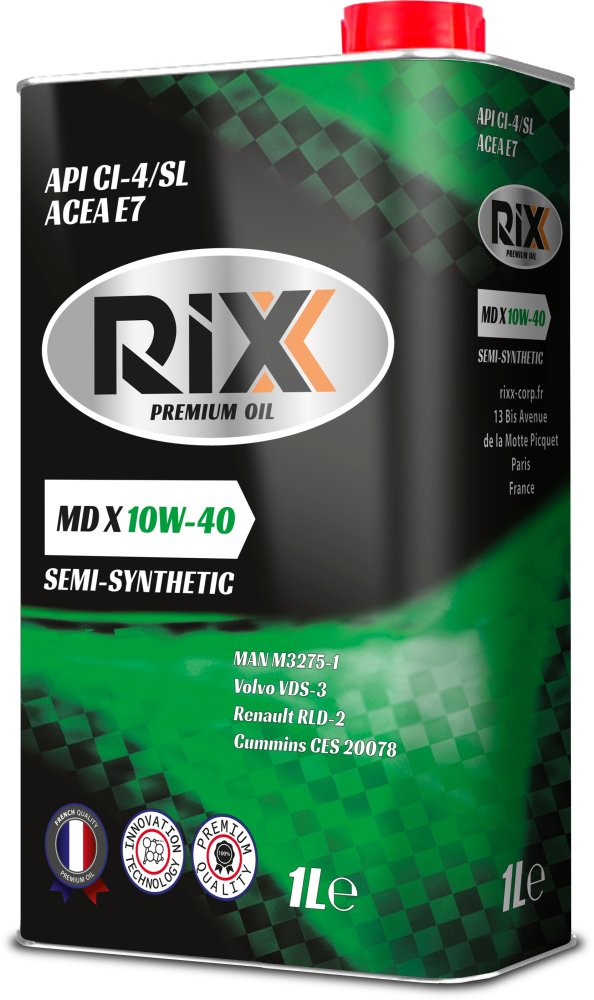 Полусинтетическое моторное масло RIXX MD X 10W-40 API CI-4/SL ACEA E7 – 1л