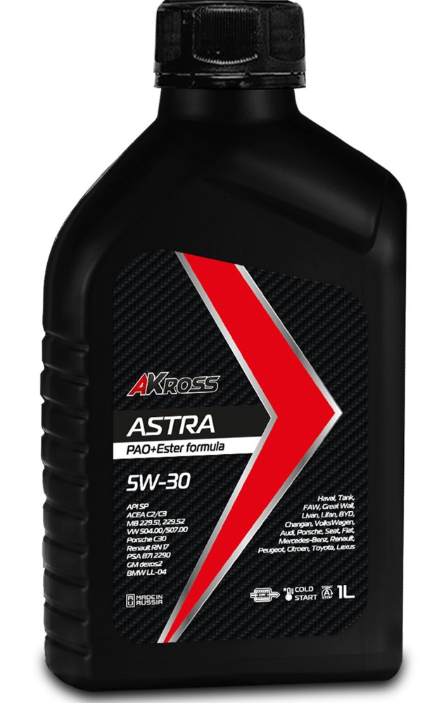 Синтетическое моторное масло AKross Astra 5W-30 SP С2/С3 PAO+Ester formula 1 л