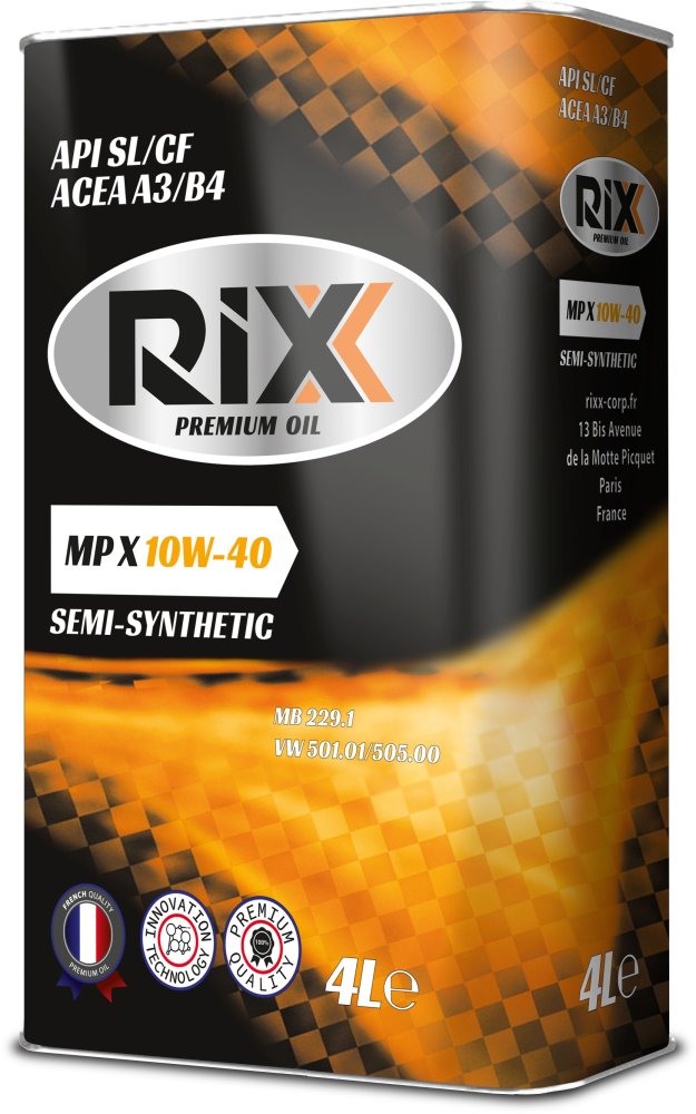 Полусинтетическое моторное масло RIXX MP X 10W-40 SL/CF A3/B4 -4 л
