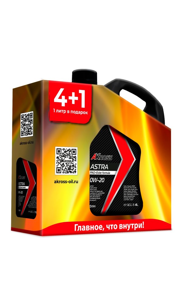 Промонабор AKross Astra 0W-20 SP GF-6A C5/C6 PAO+Ester formula 4+1 л