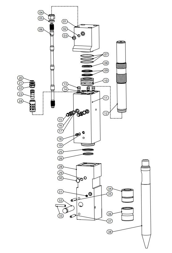 RR400FX - внутренняя часть гидромолота (400FX-032 Стопор пики)