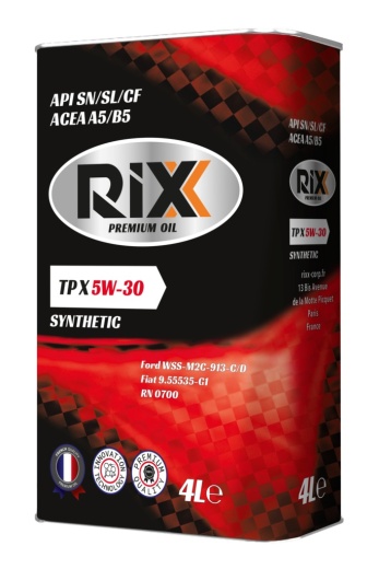 Синтетическое моторное масло RIXX TP X 5W-30 SN/SL/CF A5/B5 4 л