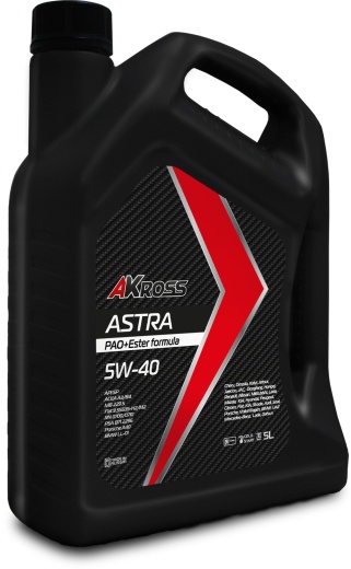 Синтетическое моторное масло AKross Astra 5W-40 SP A3/B4 PAO+Ester formula 5 л