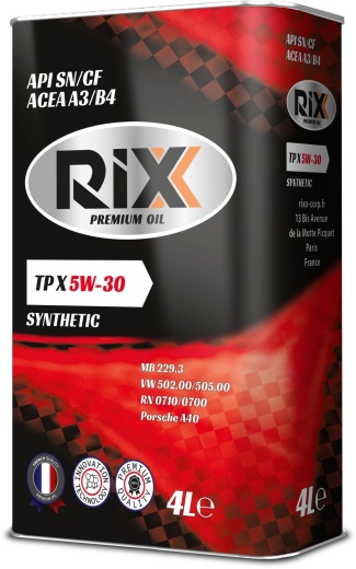 Синтетическое моторное масло RIXX TP X 5W-30 SN/CF A3/B4 – 4 л