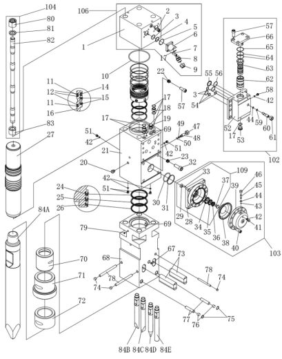 RR2000F - внутренняя часть гидромолота (RP20 Заглушка резиновая)