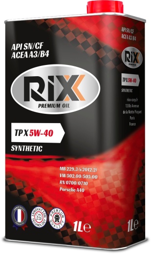 Синтетическое моторное масло RIXX TP X 5W-40 SN/CF ACEA A3/B4 – 1 л