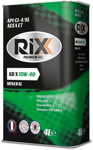 Минеральное моторное масло RIXX SD X 15W-40 CI-4/SL E7 – 4 л