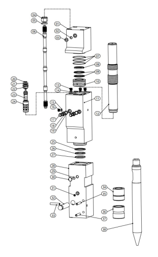 RR600FX - внутренняя часть гидромолота (600FX-032 Стопор пики)
