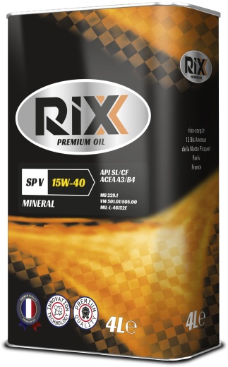 Масло моторное минеральное RIXX SP V 15W-40 API SL/CF ACEA A3/B4 -4 л